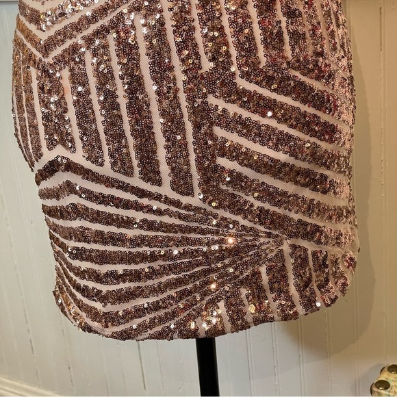 Black Label Gold Sequin Mini Dress – Modern Gatsby Glam | Size Small - Picture 8 of 16